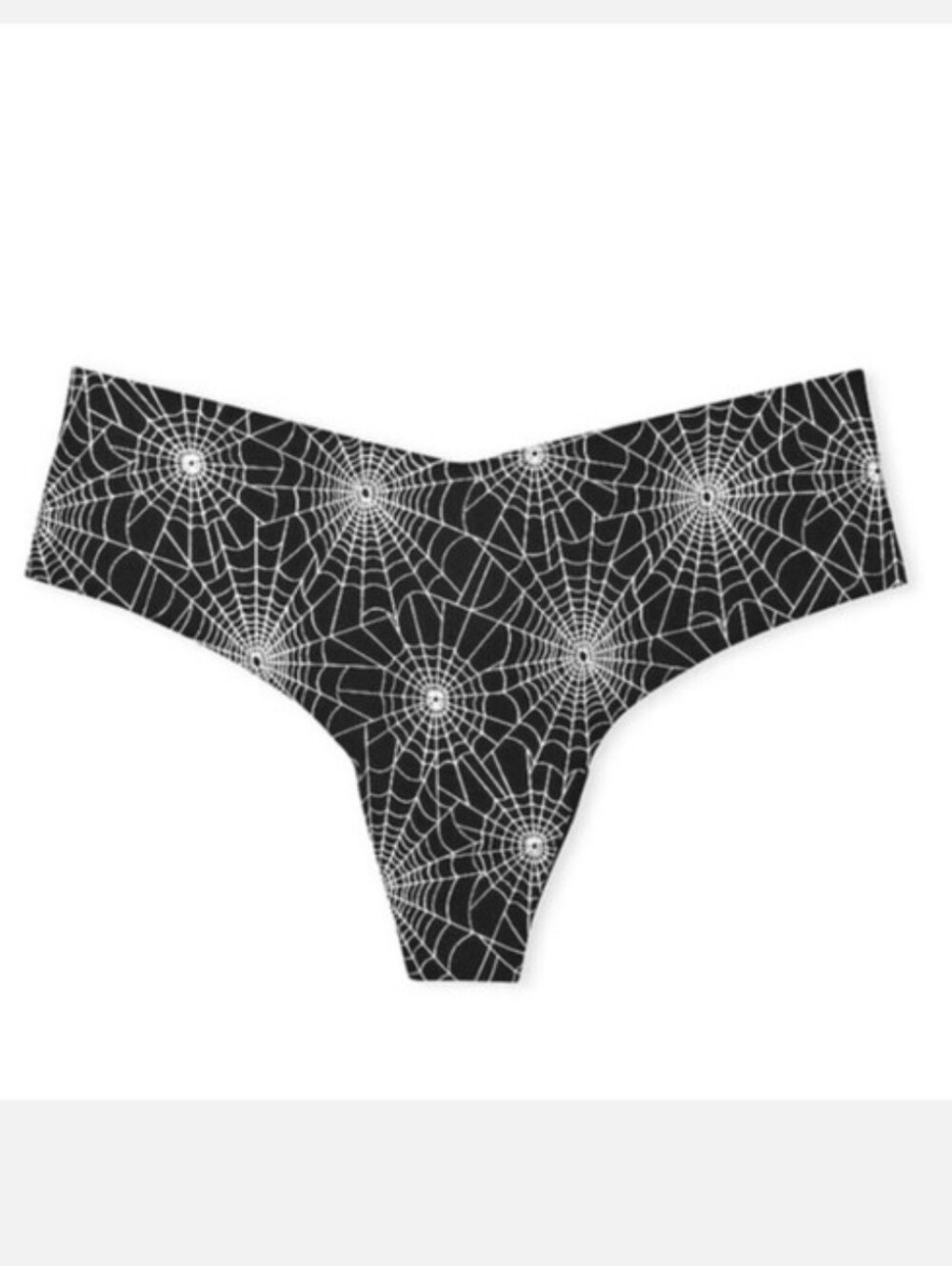 Victoria's secret pink HALLOWEEN no show thong panty SMALL SPIDER WEBS